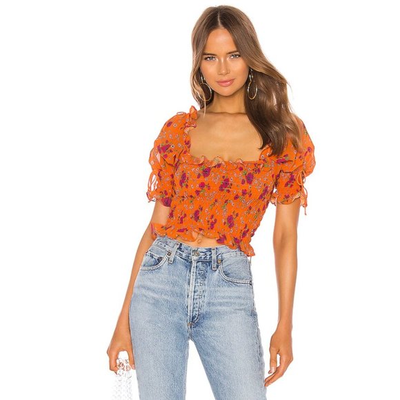 For Love And Lemons Tops - For Love and Lemons Peony Smocked Top